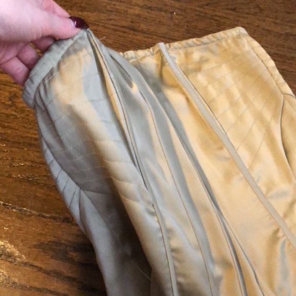 Metallic Muted Sage Textured Satin Split-Hem Ribbed Corset - Picture 3 of 6